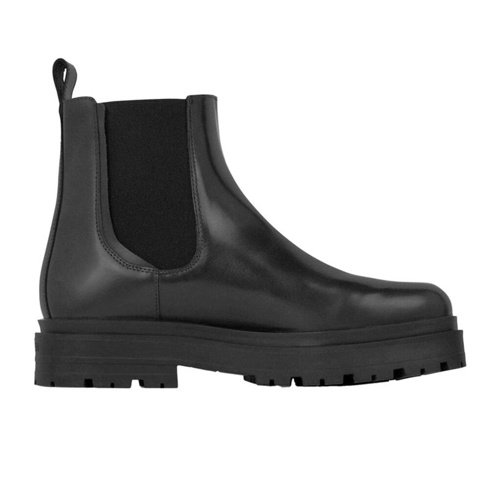 Represent Mens Leather Platform Chelsea Boots / Off Black